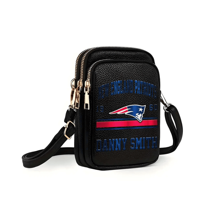 LIMITED EDITION - NEW CUSTOMIZED NFL27 NEP NEW ENGLAND PATRIOTS LEATHER CROSSBODY BAG