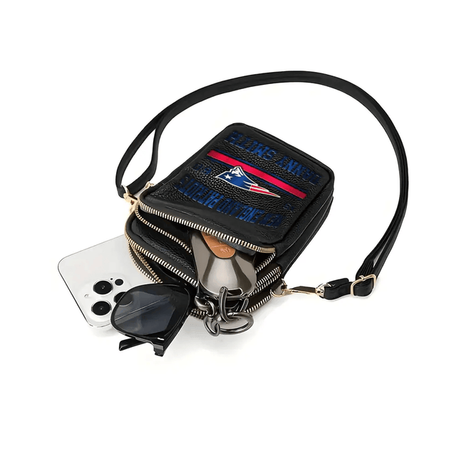 LIMITED EDITION - NEW CUSTOMIZED NFL27 NEP NEW ENGLAND PATRIOTS LEATHER CROSSBODY BAG
