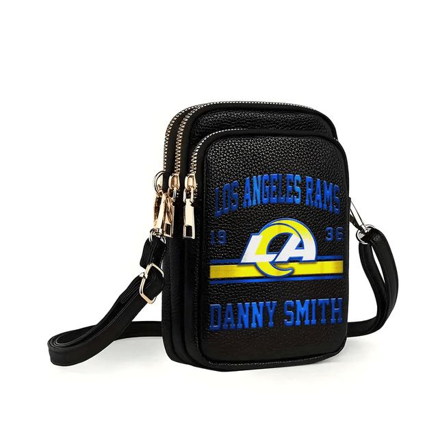 LIMITED EDITION - NEW CUSTOMIZED NFL22 LAR LOS ANGELES RAMS LEATHER CROSSBODY BAG