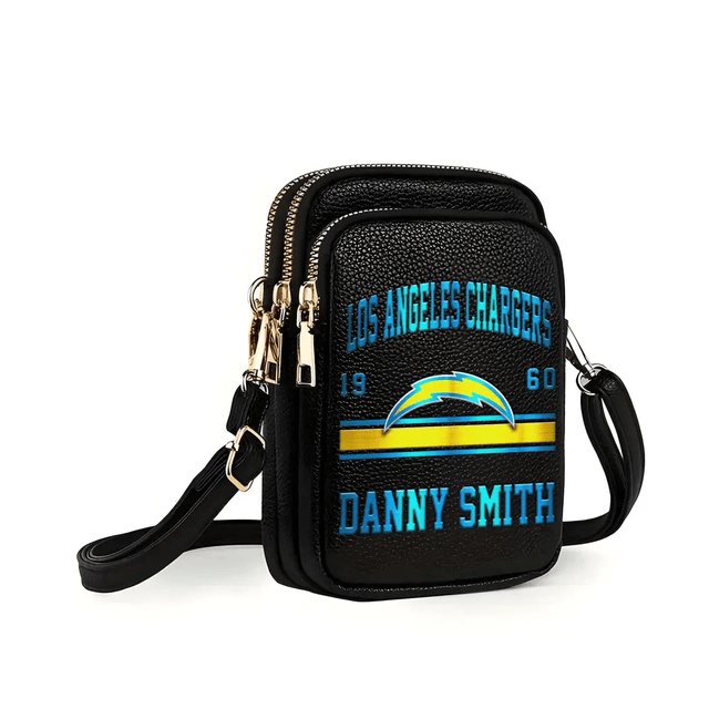 LIMITED EDITION - NEW CUSTOMIZED NFL09 LAC LOS ANGELES CHARGERS LEATHER CROSSBODY BAG