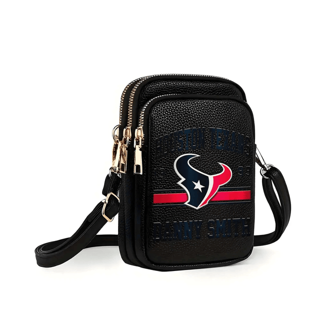 LIMITED EDITION - NEW CUSTOMIZED NFL15 HTT HOUSTON TEXANS LEATHER CROSSBODY BAG