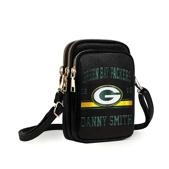 LIMITED EDITION - NEW CUSTOMIZED NFL08 GBP GREEN BAY PACKERS LEATHER CROSSBODY BAG