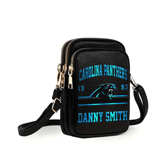 LIMITED EDITION - NEW CUSTOMIZED NFL23 CLP CAROLINA PANTHERS LEATHER CROSSBODY BAG