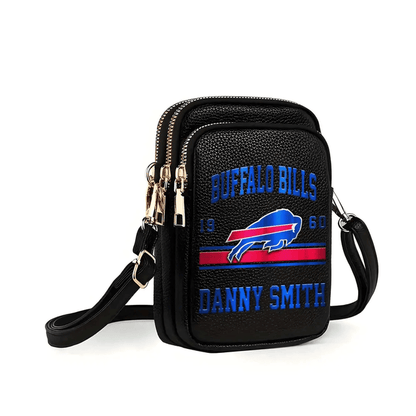 LIMITED EDITION - NEW CUSTOMIZED NFL03 BFB BUFFALO BILLS LEATHER CROSSBODY BAG