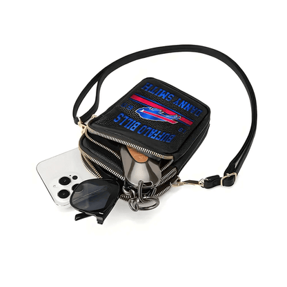 LIMITED EDITION - NEW CUSTOMIZED NFL03 BFB BUFFALO BILLS LEATHER CROSSBODY BAG