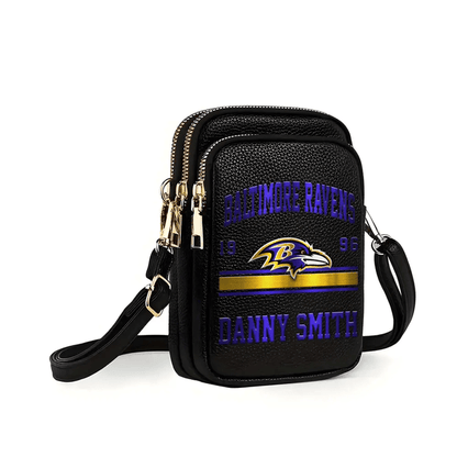 LIMITED EDITION - NEW CUSTOMIZED NFL28 BTR BALTIMORE RAVENS LEATHER CROSSBODY BAG
