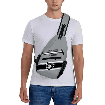 LIMITED EDITION - NEW CUSTOMIZED NFL07 LVR LAS VEGAS RAIDERS SLING BAG