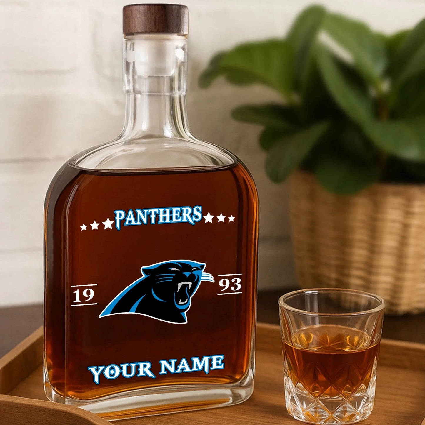 LIMITED EDITION - NEW CUSTOMIZED NFL23 CLP CAROLINA PANTHERS LUXURY WHISKEY BOTTLE 450ML