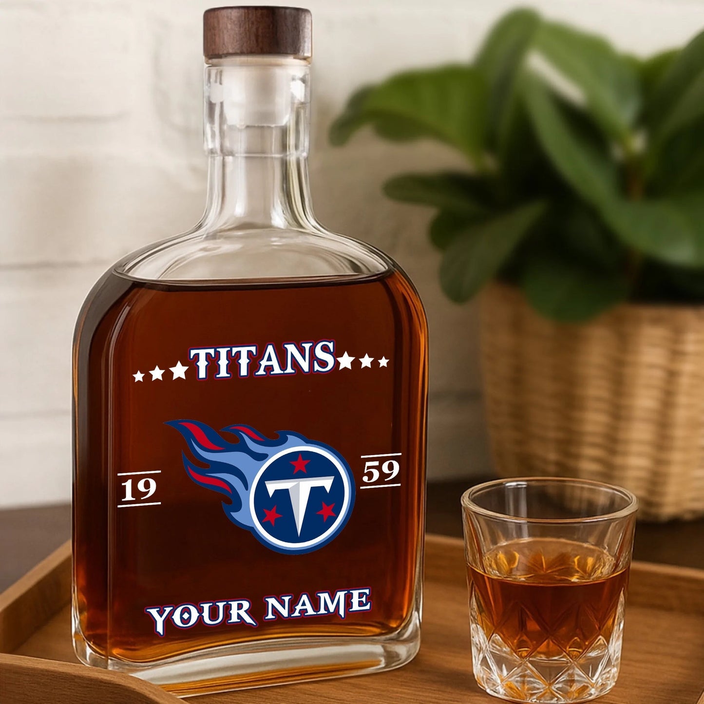 LIMITED EDITION - NEW CUSTOMIZED NFL31 TST TENNESSEE TITANS LUXURY WHISKEY BOTTLE 450ML