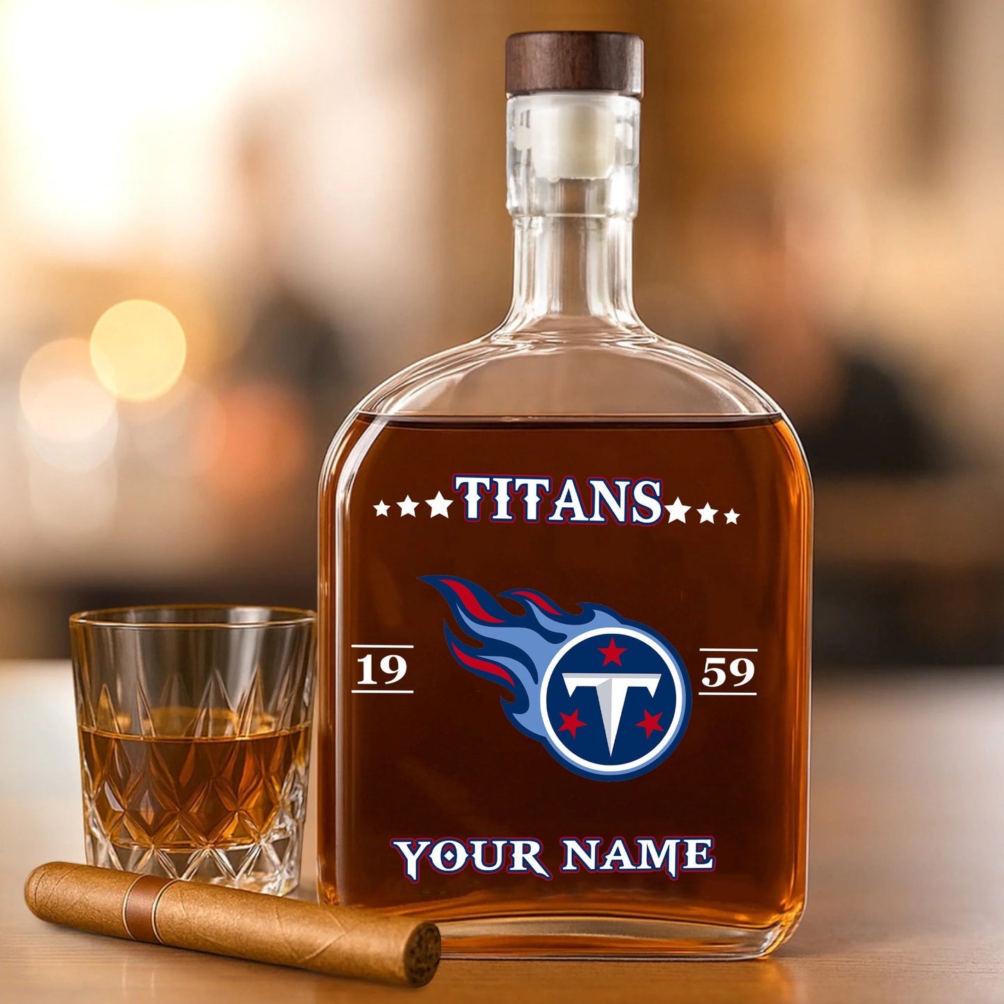 LIMITED EDITION - NEW CUSTOMIZED NFL31 TST TENNESSEE TITANS LUXURY WHISKEY BOTTLE 450ML