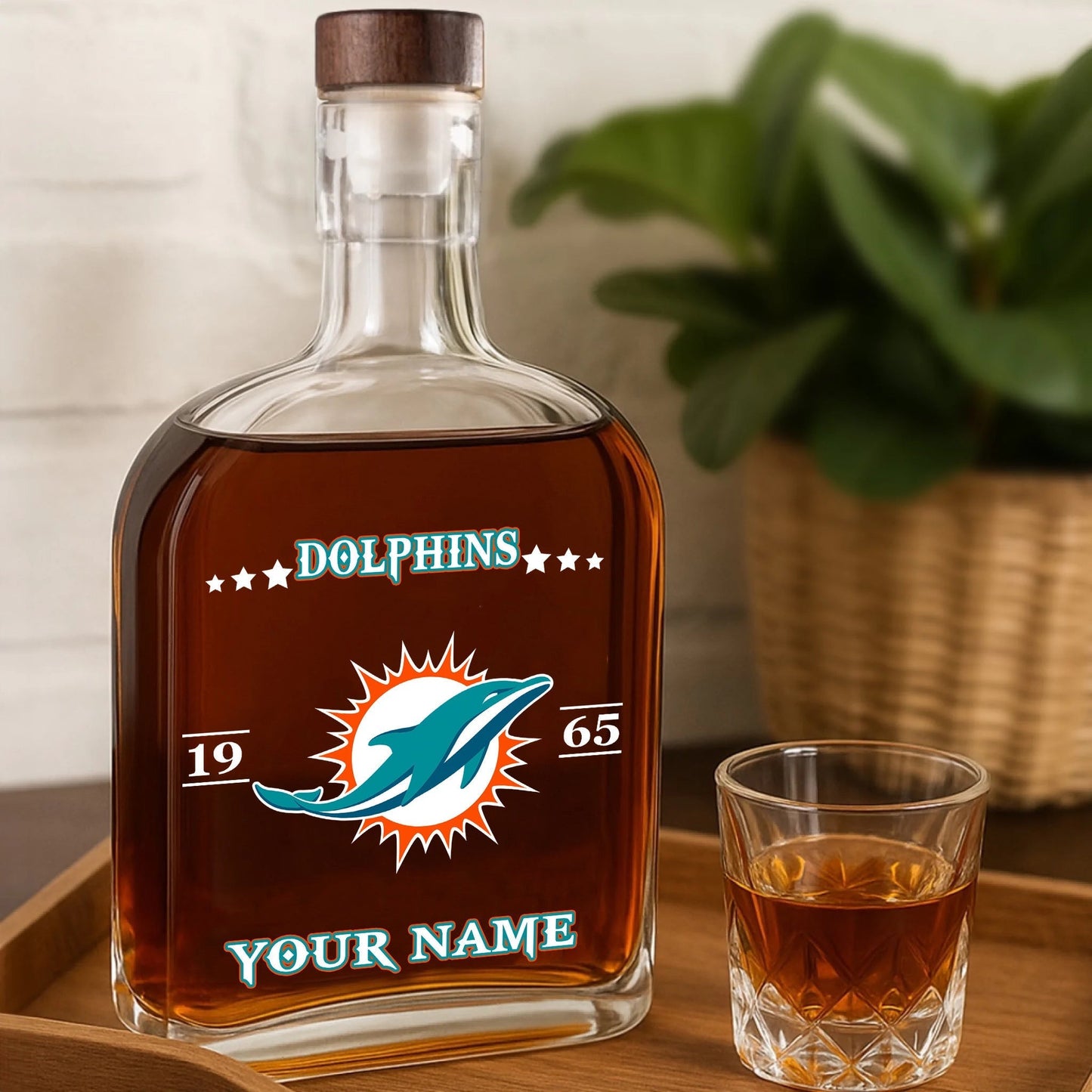 LIMITED EDITION - NEW CUSTOMIZED NFL19 MDP MIAMI DOLPHINS LUXURY WHISKEY BOTTLE 450ML