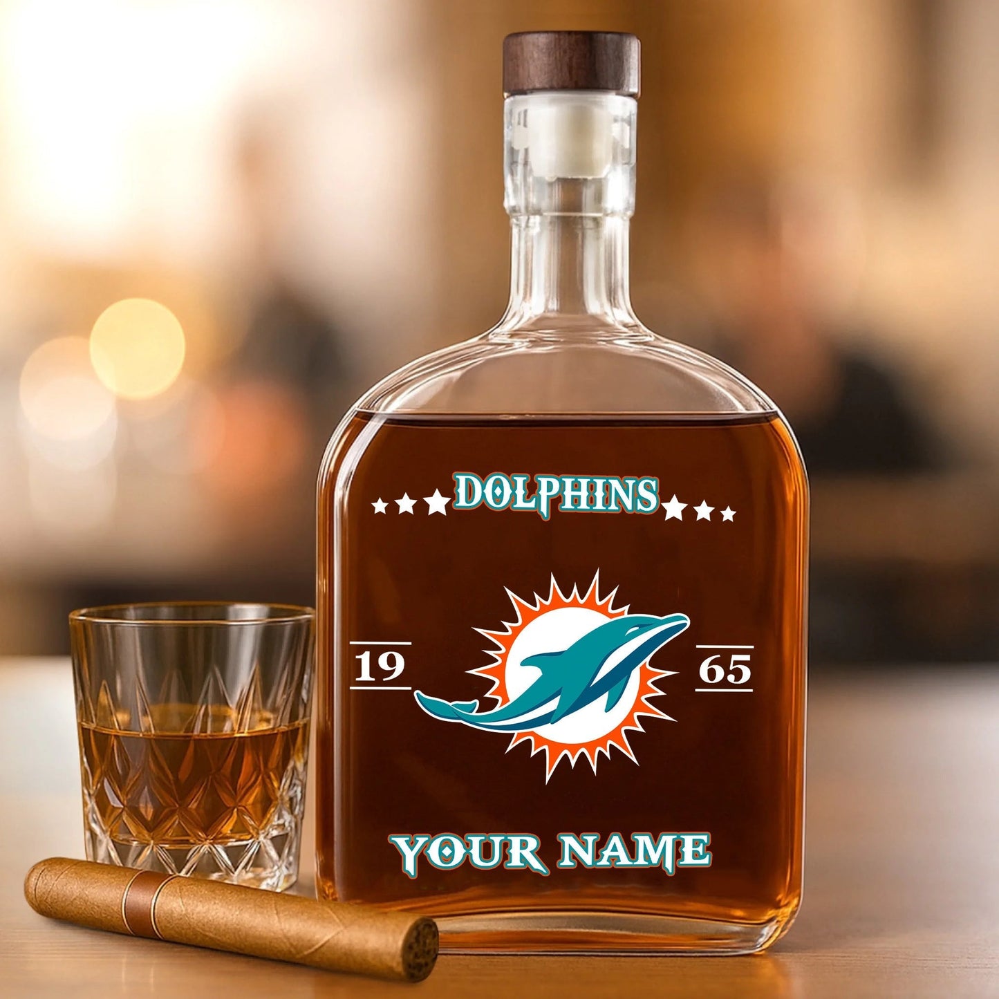 LIMITED EDITION - NEW CUSTOMIZED NFL19 MDP MIAMI DOLPHINS LUXURY WHISKEY BOTTLE 450ML