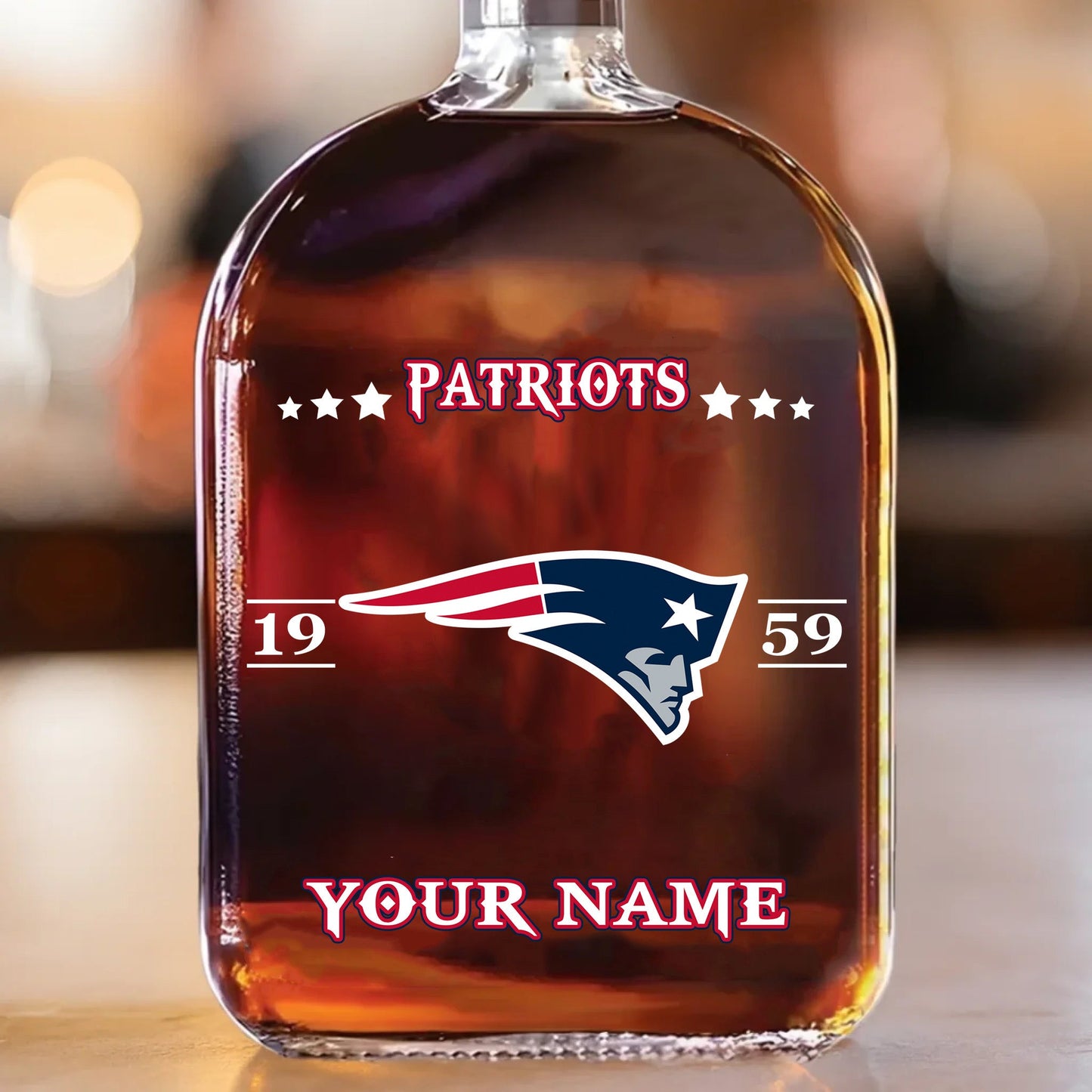 LIMITED EDITION - NEW CUSTOMIZED NFL27 NEP NEW ENGLAND PATRIOTS LUXURY WHISKEY BOTTLE 450ML