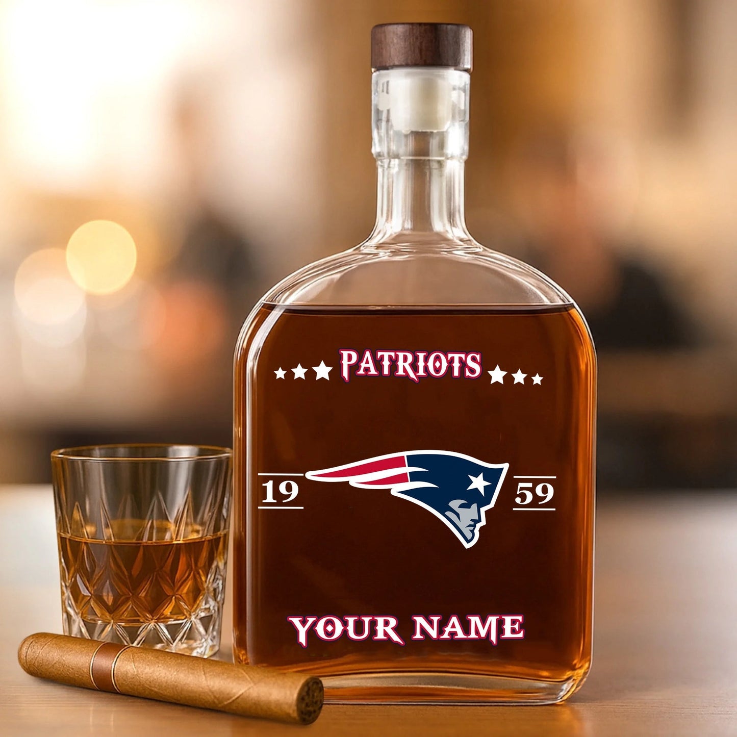 LIMITED EDITION - NEW CUSTOMIZED NFL27 NEP NEW ENGLAND PATRIOTS LUXURY WHISKEY BOTTLE 450ML