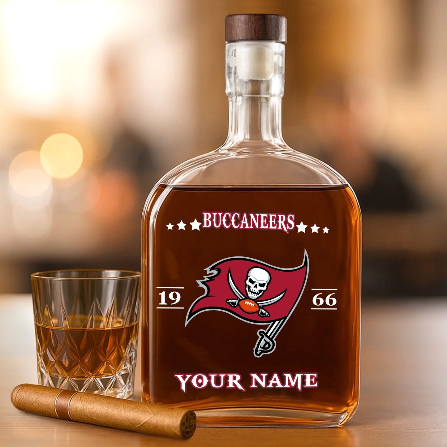 LIMITED EDITION - NEW CUSTOMIZED NFL10 TBB TAMPA BAY BUCCANEERS LUXURY WHISKEY BOTTLE 450ML