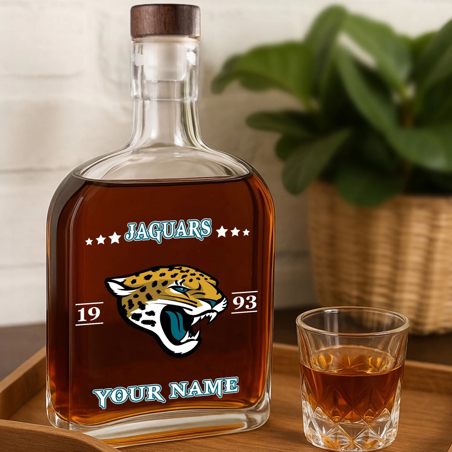 LIMITED EDITION - NEW CUSTOMIZED NFL30 JSJ JACKSONVILLE JAGUARS LUXURY WHISKEY BOTTLE 450ML