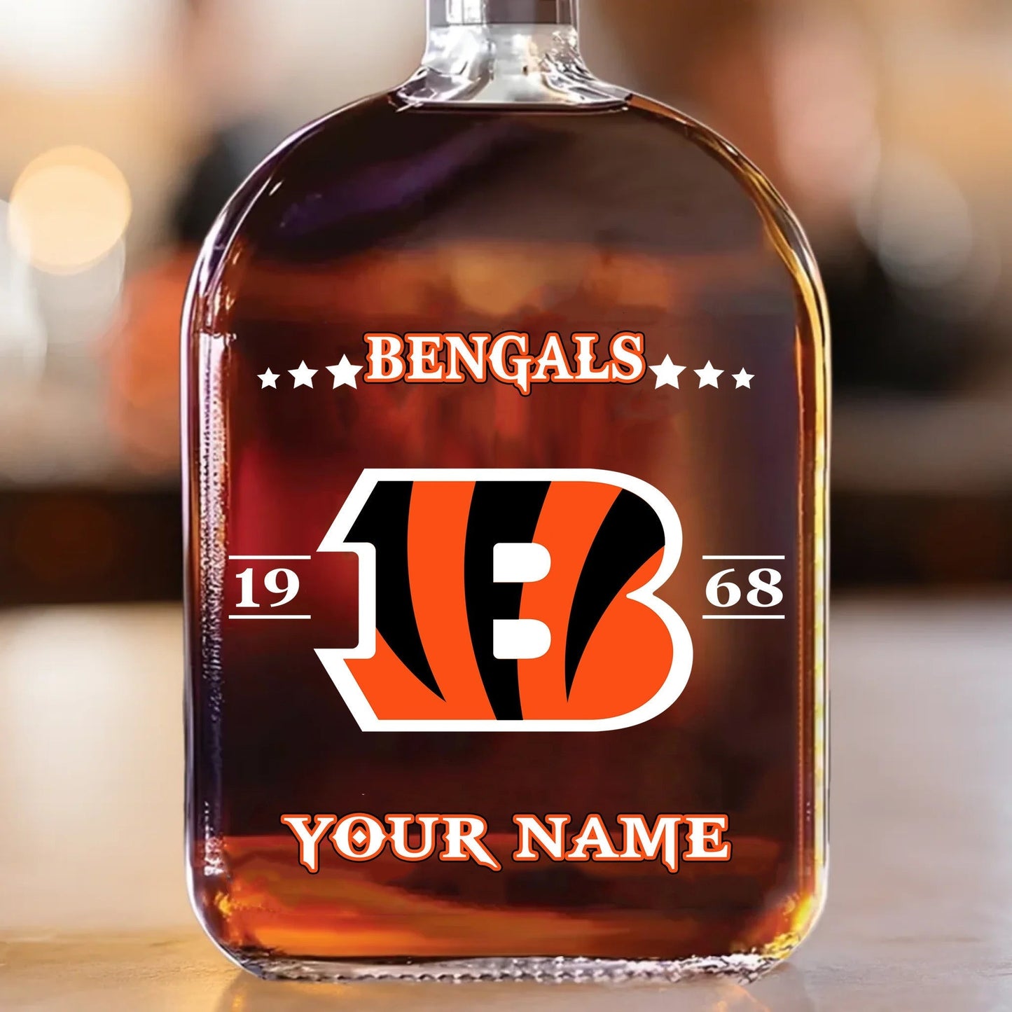 LIMITED EDITION - NEW CUSTOMIZED NFL16 CCB CINCINNATI BENGALS LUXURY WHISKEY BOTTLE 450ML