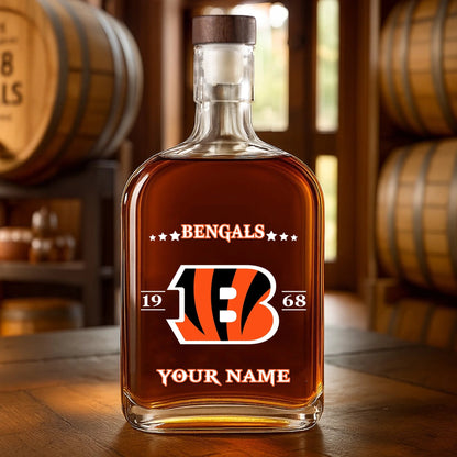 LIMITED EDITION - NEW CUSTOMIZED NFL16 CCB CINCINNATI BENGALS LUXURY WHISKEY BOTTLE 450ML