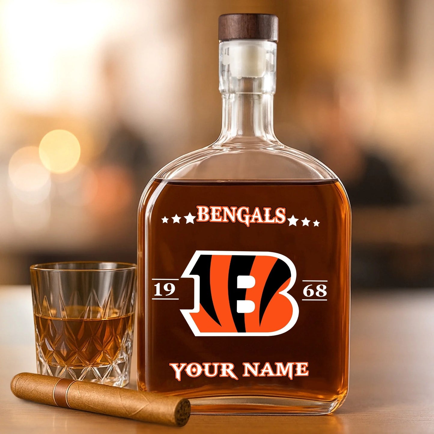 LIMITED EDITION - NEW CUSTOMIZED NFL16 CCB CINCINNATI BENGALS LUXURY WHISKEY BOTTLE 450ML