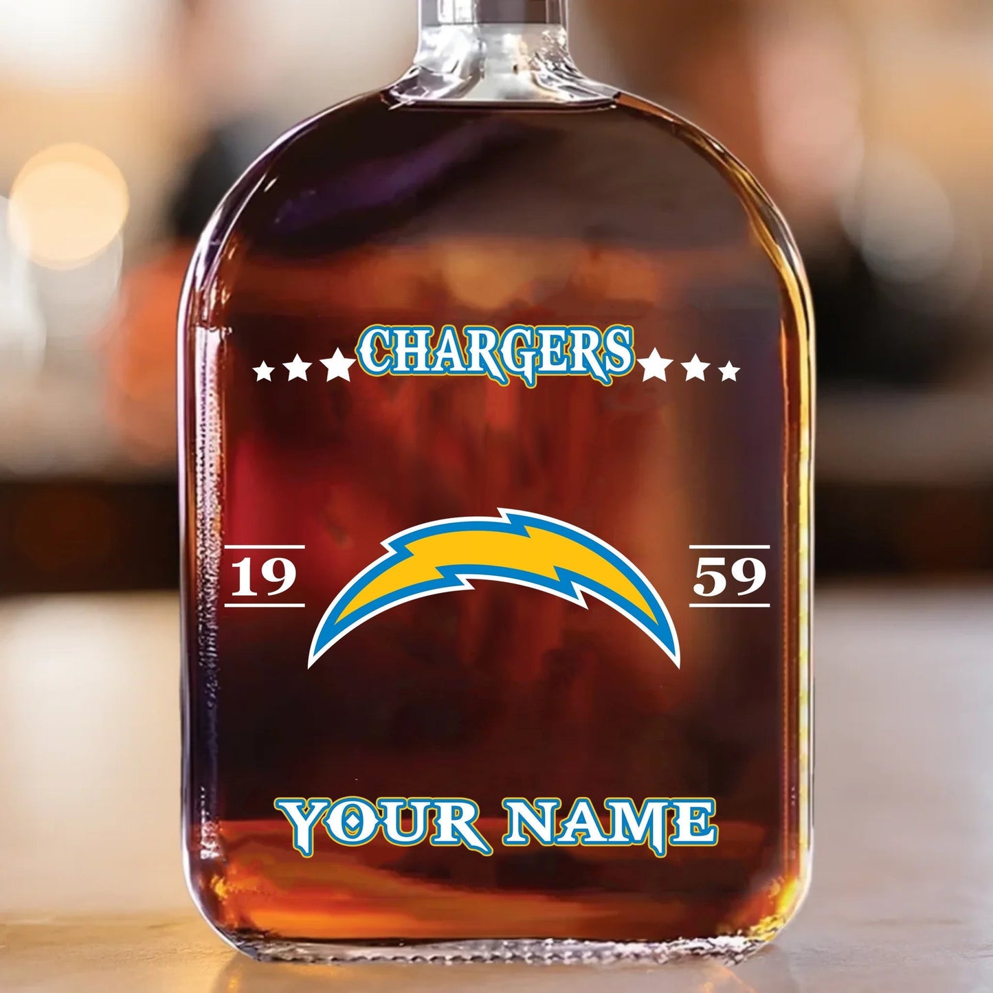 LIMITED EDITION - NEW CUSTOMIZED NFL09 LAC LOS ANGELES CHARGERS LUXURY WHISKEY BOTTLE 450ML