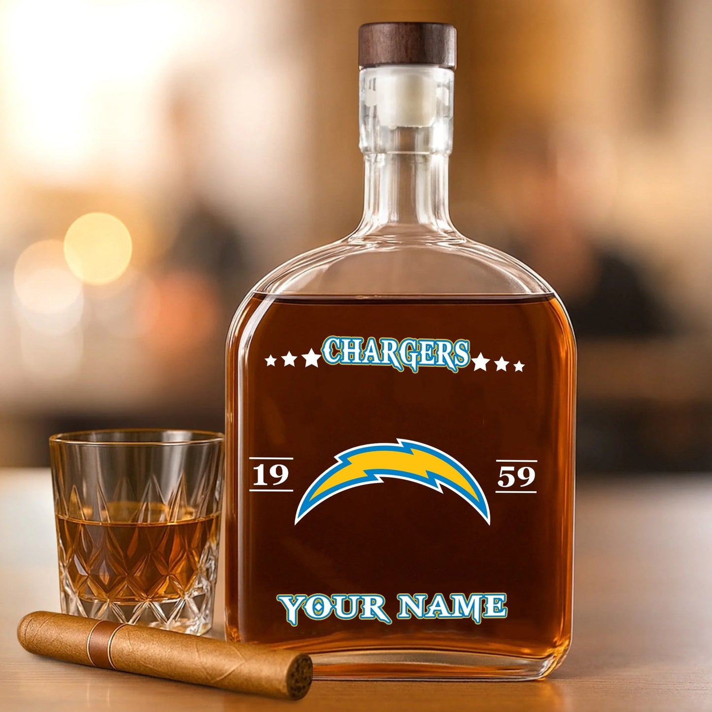 LIMITED EDITION - NEW CUSTOMIZED NFL09 LAC LOS ANGELES CHARGERS LUXURY WHISKEY BOTTLE 450ML