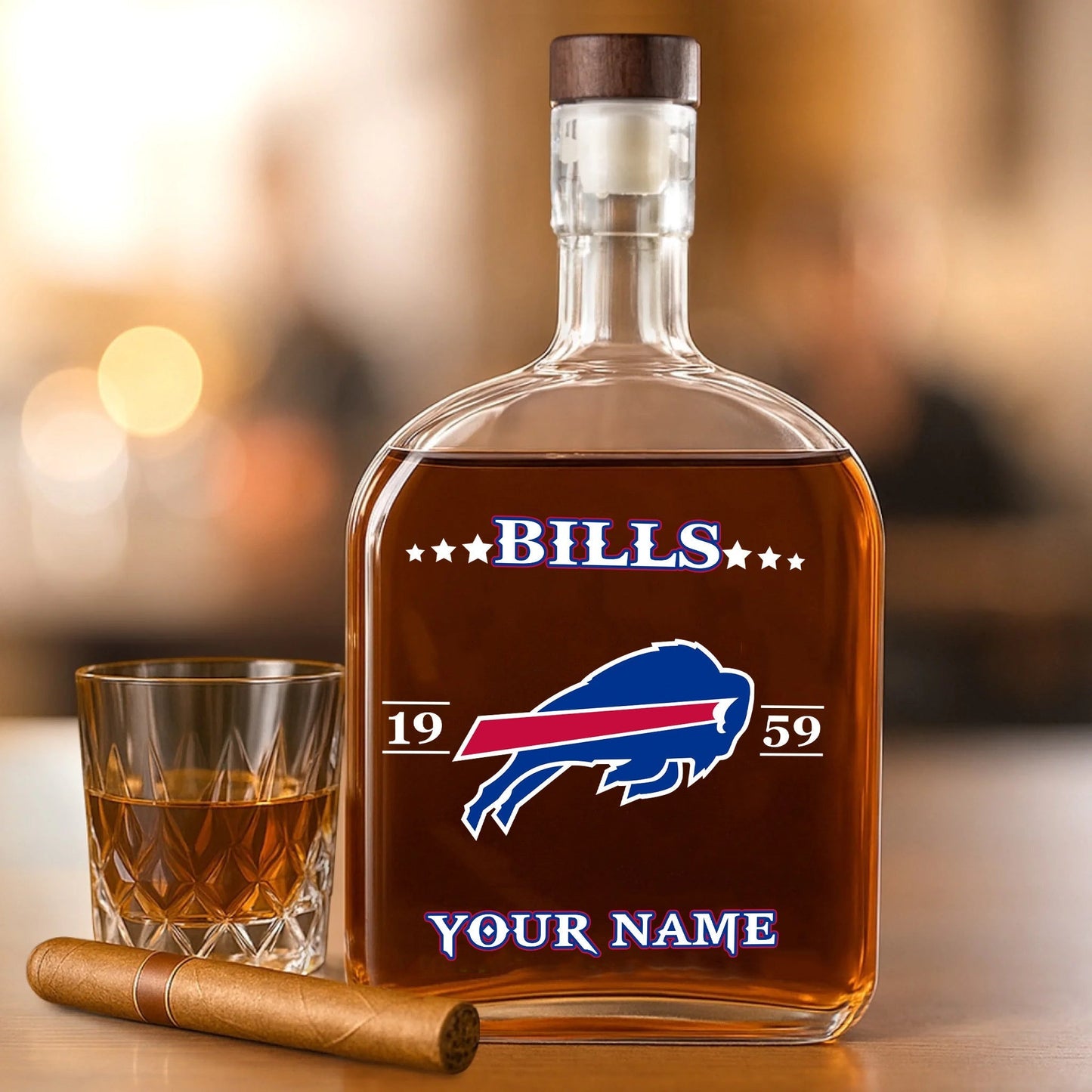 LIMITED EDITION - NEW CUSTOMIZED NFL03 BFB BUFFALO BILLS LUXURY WHISKEY BOTTLE 450ML