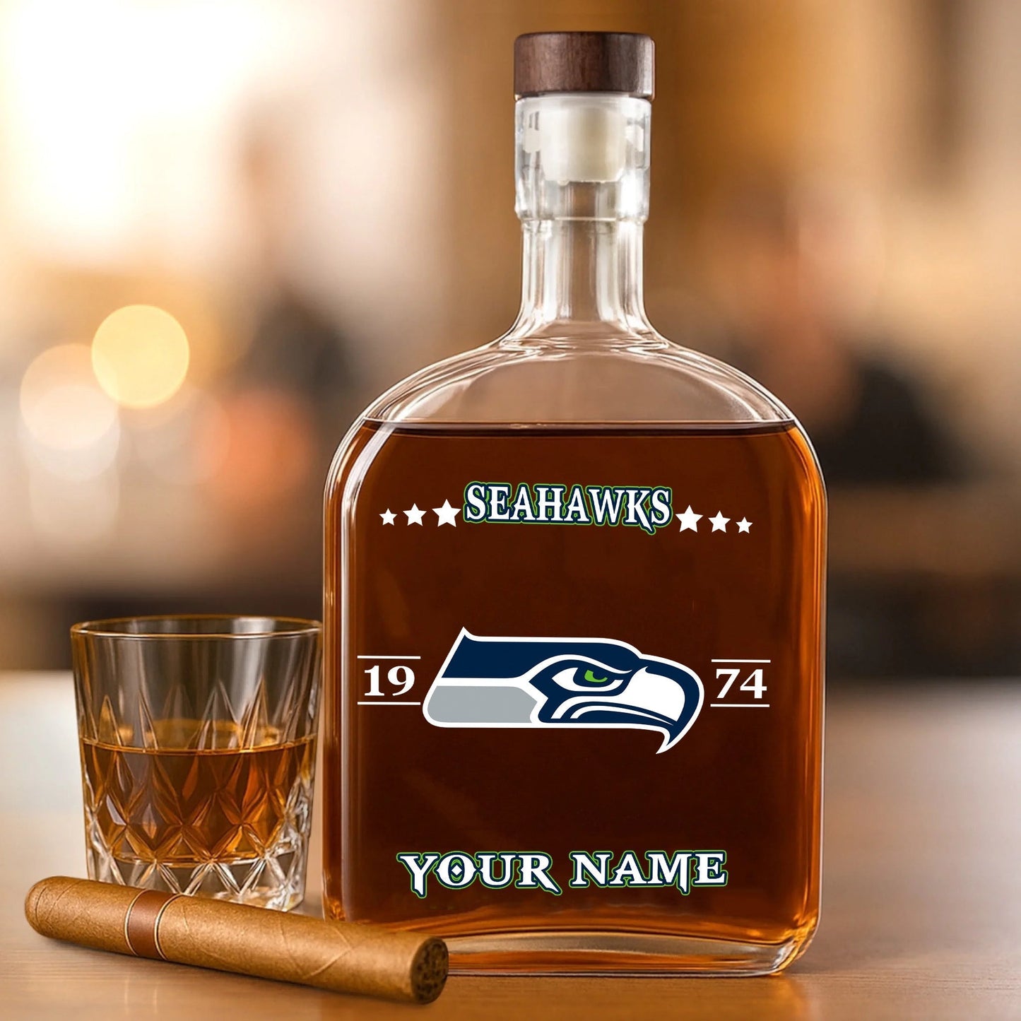 LIMITED EDITION - NEW CUSTOMIZED NFL06 SSH SEATTLE SEAHAWKS LUXURY WHISKEY BOTTLE 450ML