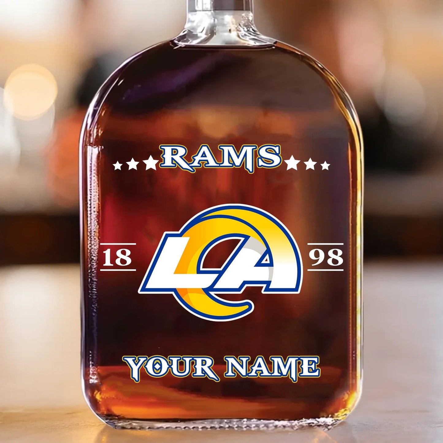 LIMITED EDITION - NEW CUSTOMIZED NFL22 LAR LOS ANGELES RAMS LUXURY WHISKEY BOTTLE 450ML