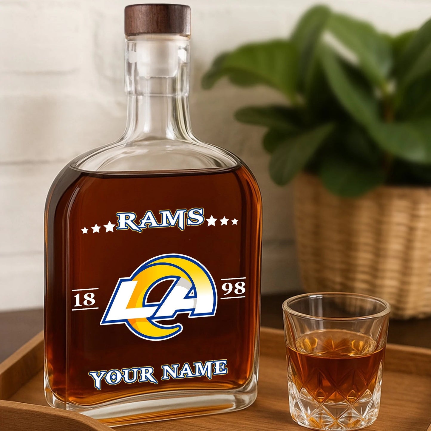 LIMITED EDITION - NEW CUSTOMIZED NFL22 LAR LOS ANGELES RAMS LUXURY WHISKEY BOTTLE 450ML