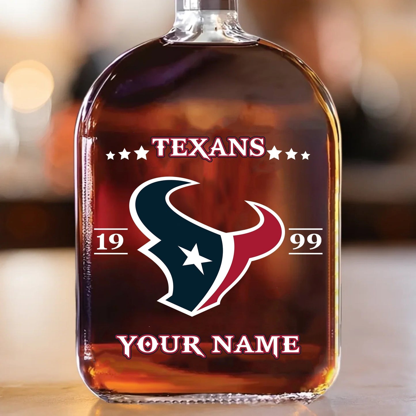 LIMITED EDITION - NEW CUSTOMIZED NFL15 HTT HOUSTON TEXANS LUXURY WHISKEY BOTTLE 450ML