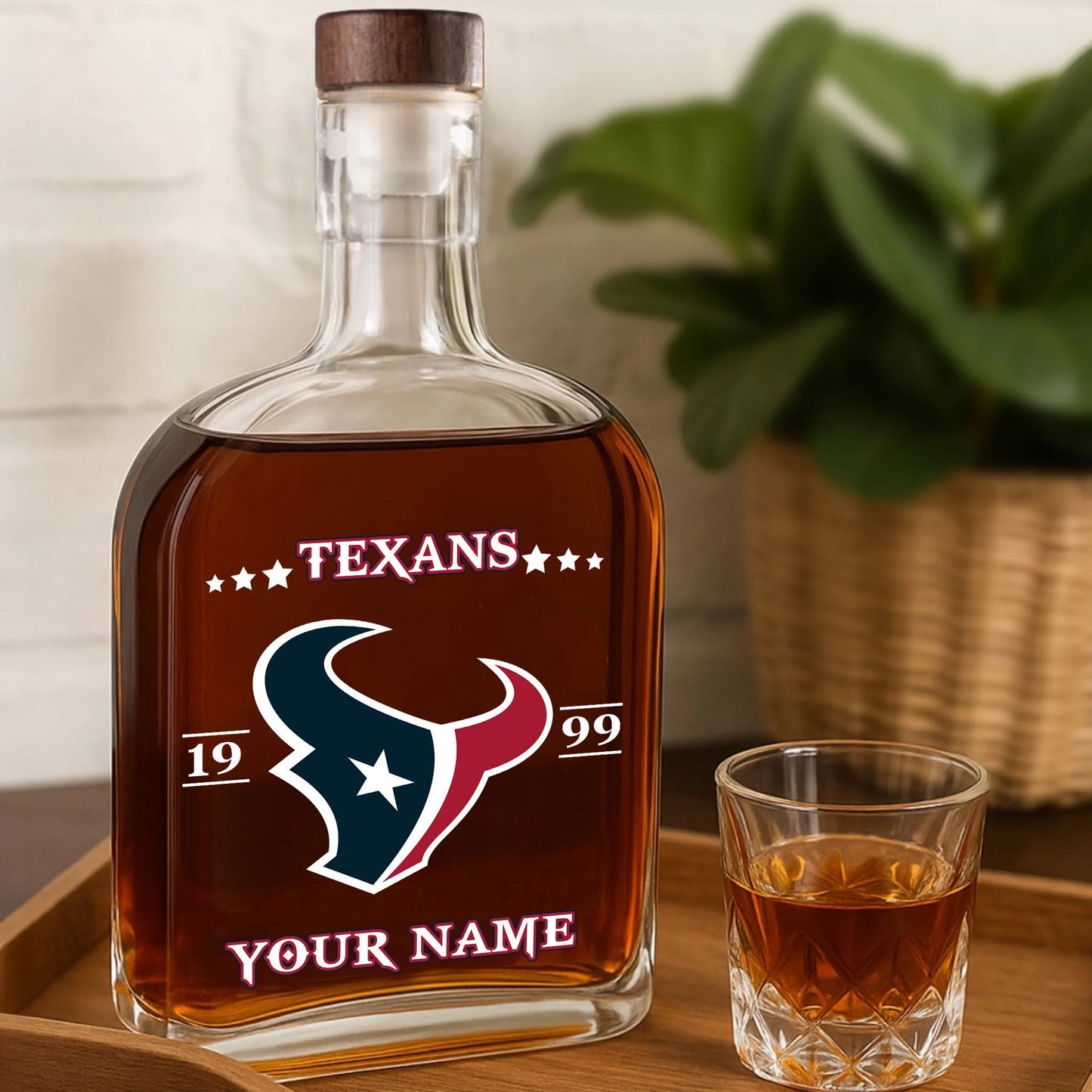LIMITED EDITION - NEW CUSTOMIZED NFL15 HTT HOUSTON TEXANS LUXURY WHISKEY BOTTLE 450ML