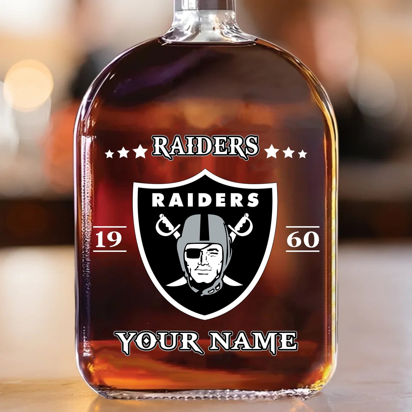 LIMITED EDITION - NEW CUSTOMIZED NFL07 LVR LAS VEGAS RAIDERS LUXURY WHISKEY BOTTLE 450ML