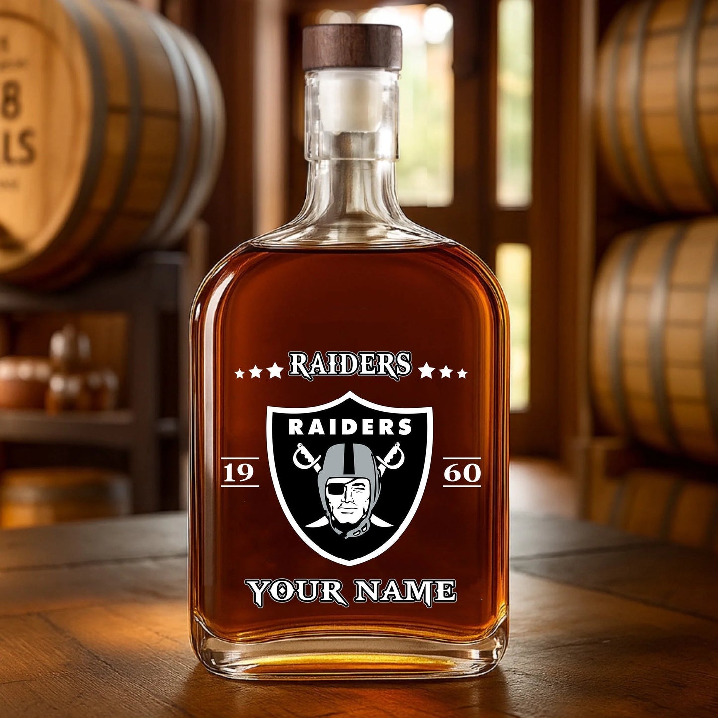 LIMITED EDITION - NEW CUSTOMIZED NFL07 LVR LAS VEGAS RAIDERS LUXURY WHISKEY BOTTLE 450ML