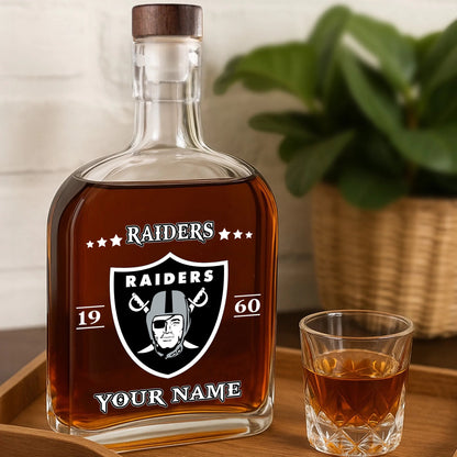 LIMITED EDITION - NEW CUSTOMIZED NFL07 LVR LAS VEGAS RAIDERS LUXURY WHISKEY BOTTLE 450ML