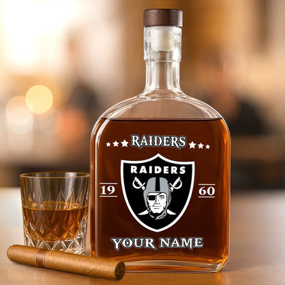 LIMITED EDITION - NEW CUSTOMIZED NFL07 LVR LAS VEGAS RAIDERS LUXURY WHISKEY BOTTLE 450ML