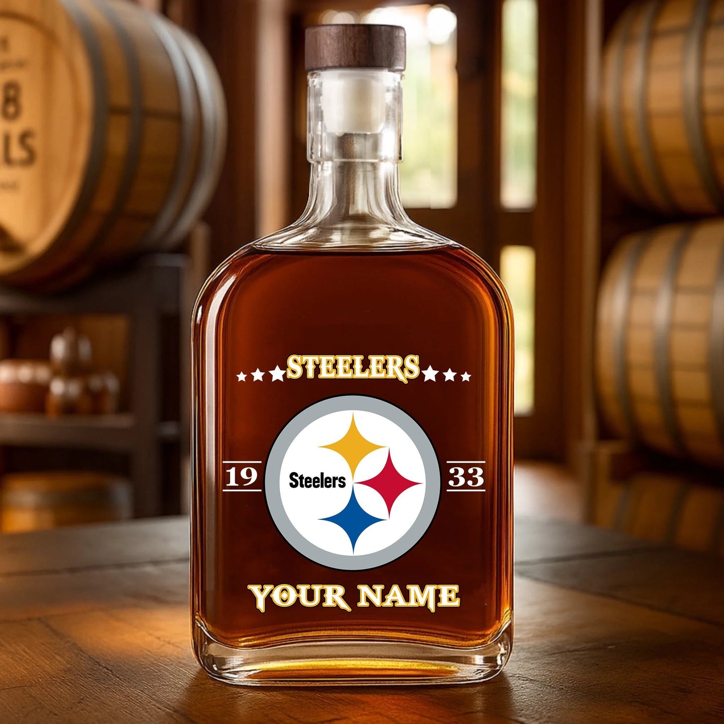 LIMITED EDITION - NEW CUSTOMIZED NFL14 PSB PITTSBURGH STEELERS LUXURY WHISKEY BOTTLE 450ML