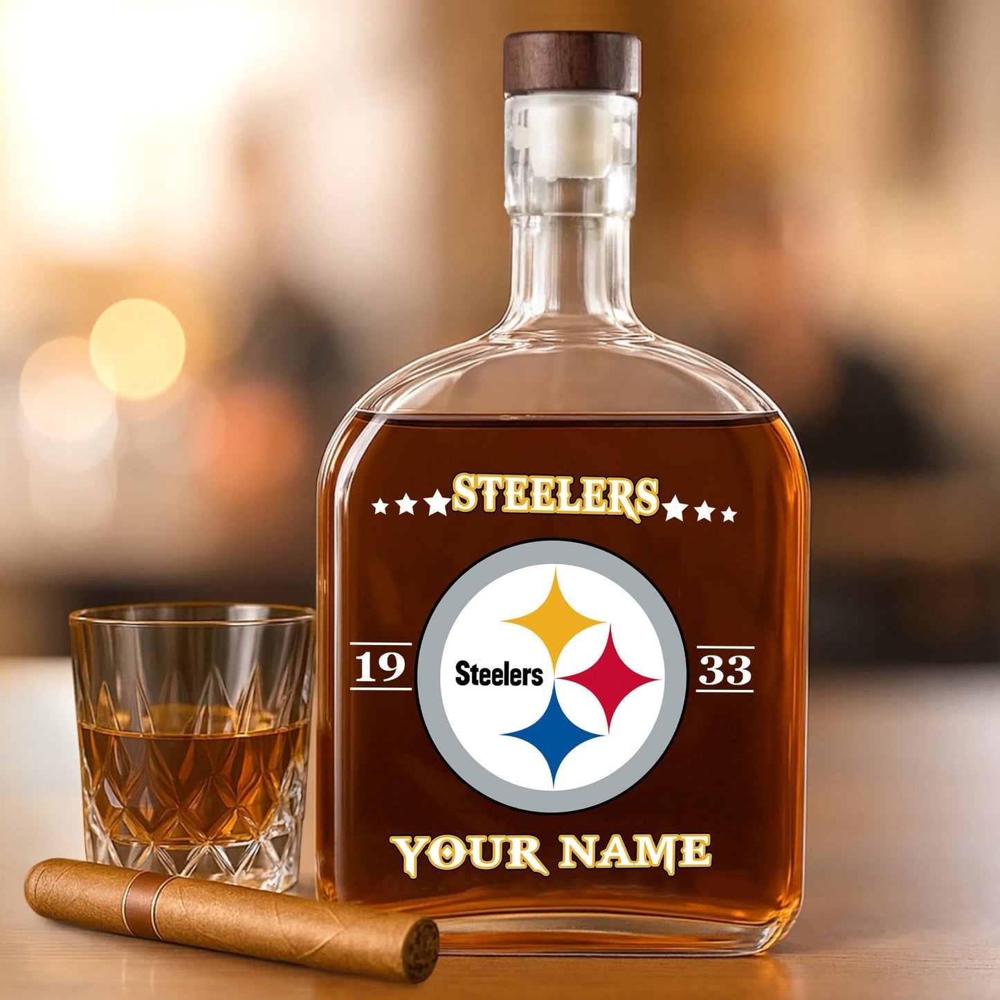 LIMITED EDITION - NEW CUSTOMIZED NFL14 PSB PITTSBURGH STEELERS LUXURY WHISKEY BOTTLE 450ML