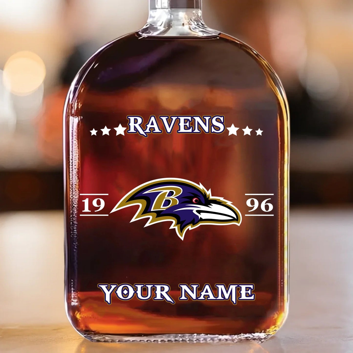 LIMITED EDITION - NEW CUSTOMIZED NFL28 BTR BALTIMORE RAVENS LUXURY WHISKEY BOTTLE 450ML