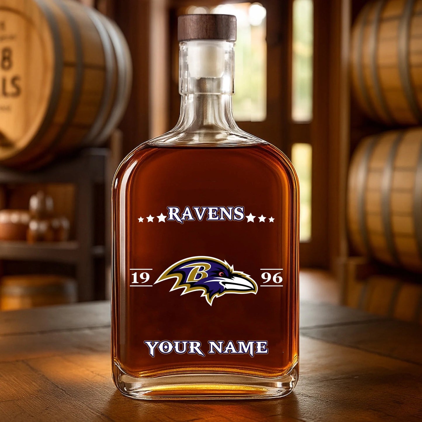 LIMITED EDITION - NEW CUSTOMIZED NFL28 BTR BALTIMORE RAVENS LUXURY WHISKEY BOTTLE 450ML
