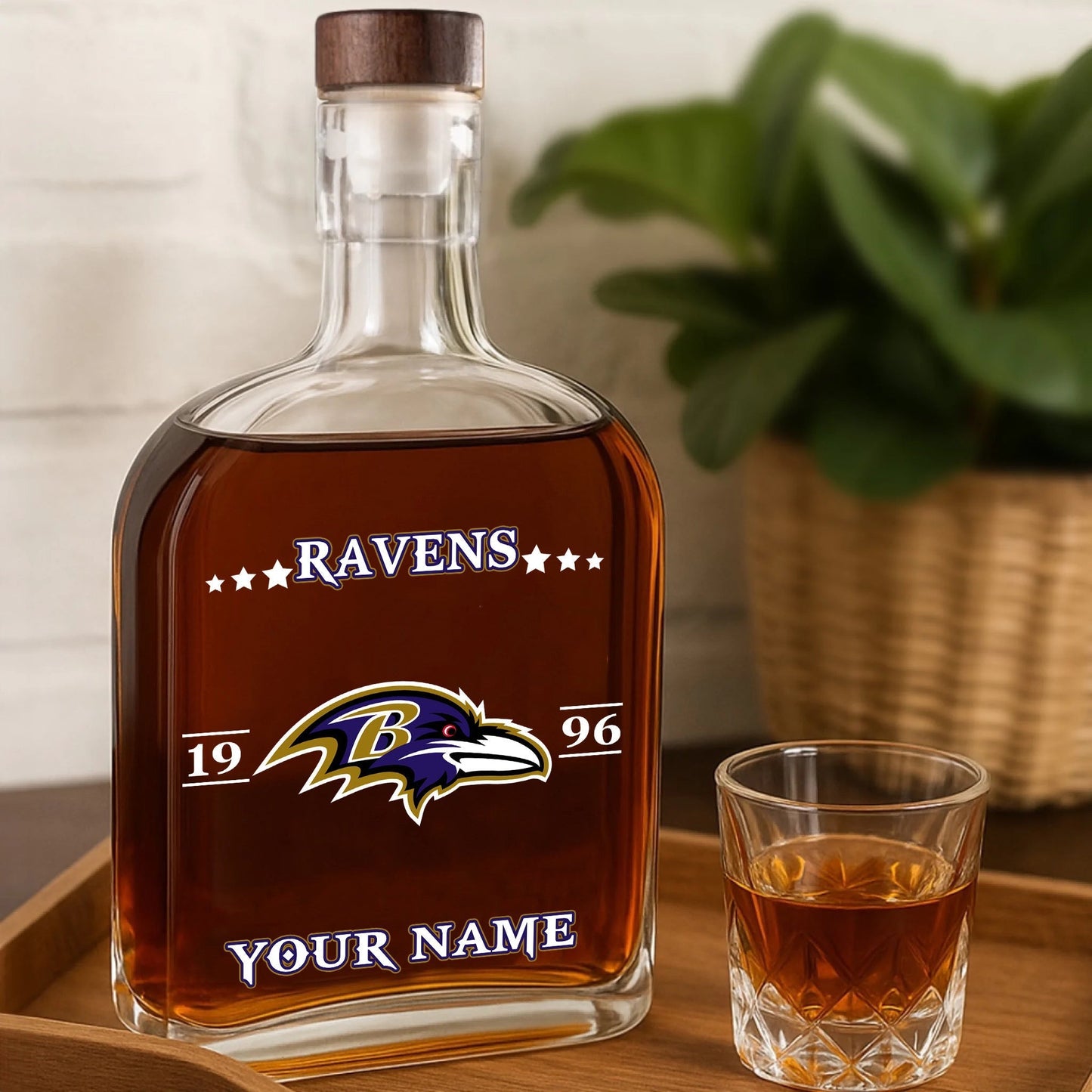 LIMITED EDITION - NEW CUSTOMIZED NFL28 BTR BALTIMORE RAVENS LUXURY WHISKEY BOTTLE 450ML