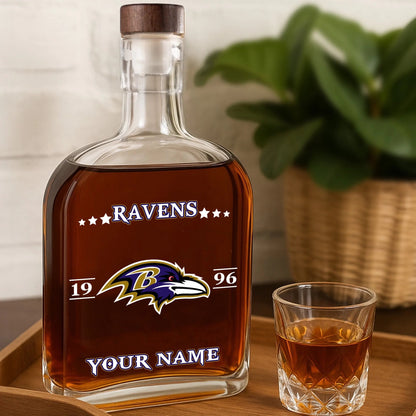 LIMITED EDITION - NEW CUSTOMIZED NFL28 BTR BALTIMORE RAVENS LUXURY WHISKEY BOTTLE 450ML