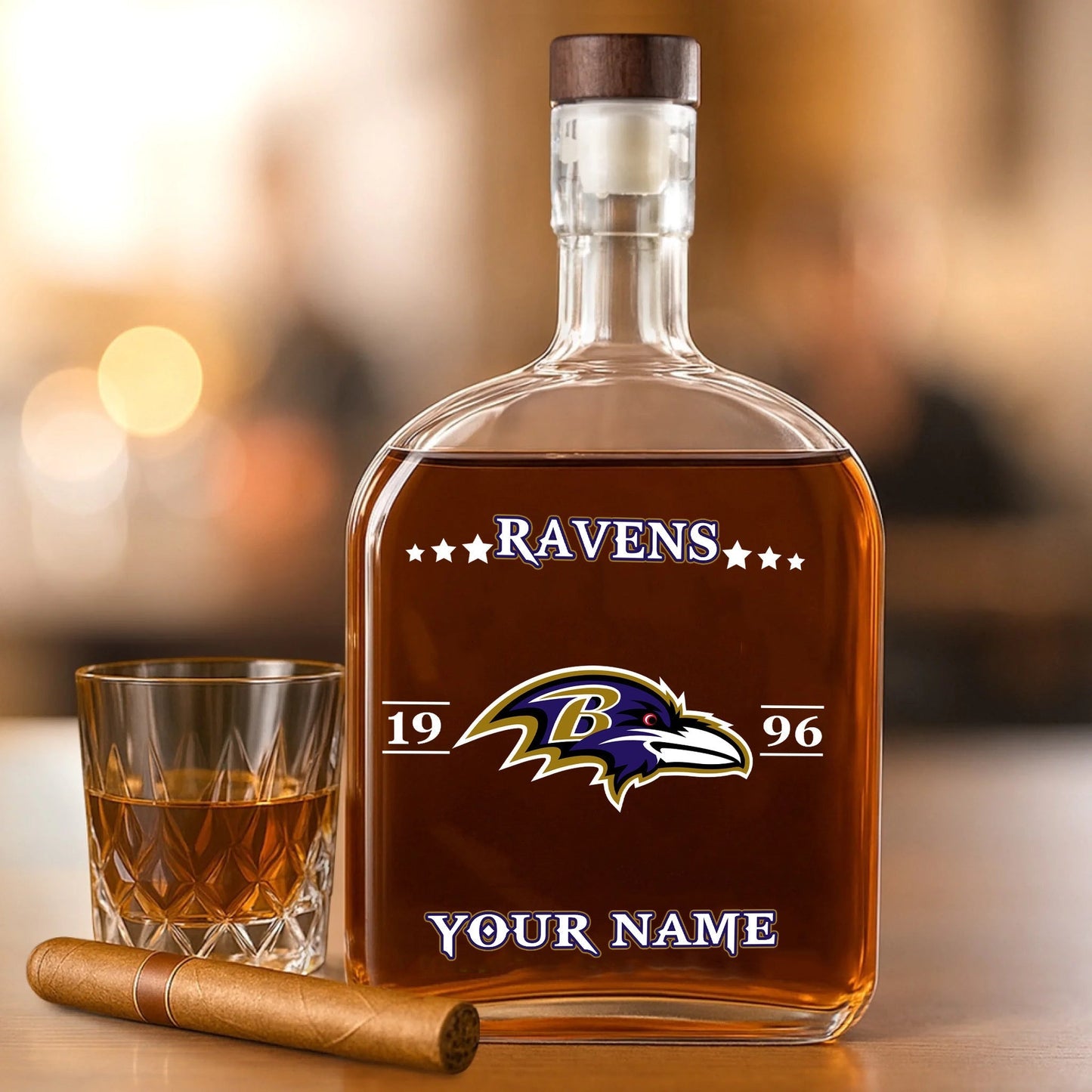 LIMITED EDITION - NEW CUSTOMIZED NFL28 BTR BALTIMORE RAVENS LUXURY WHISKEY BOTTLE 450ML