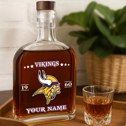 LIMITED EDITION - NEW CUSTOMIZED NFL05 MVK MINNESOTA VIKINGS LUXURY WHISKEY BOTTLE 450ML