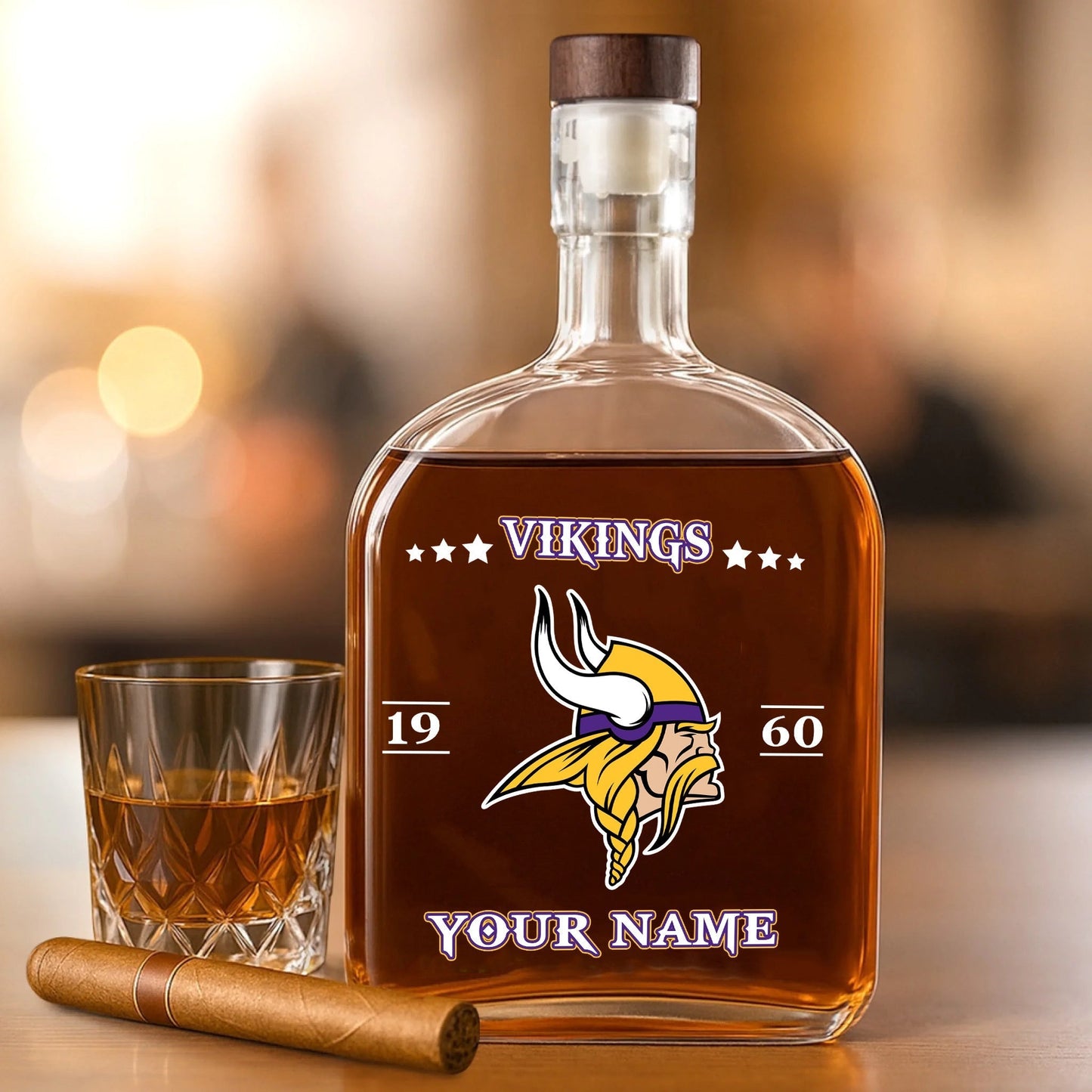 LIMITED EDITION - NEW CUSTOMIZED NFL05 MVK MINNESOTA VIKINGS LUXURY WHISKEY BOTTLE 450ML