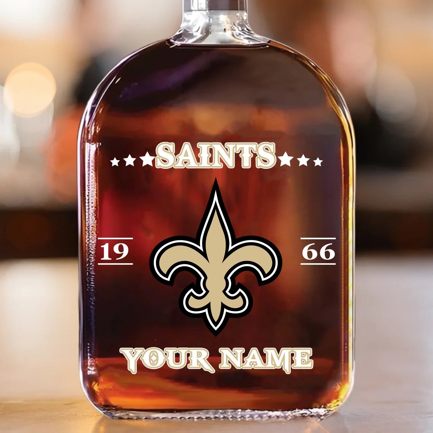 LIMITED EDITION - NEW CUSTOMIZED NFL24 NOS NEW CUSTOMIZED ORLEANS SAINTS LUXURY WHISKEY BOTTLE 450ML