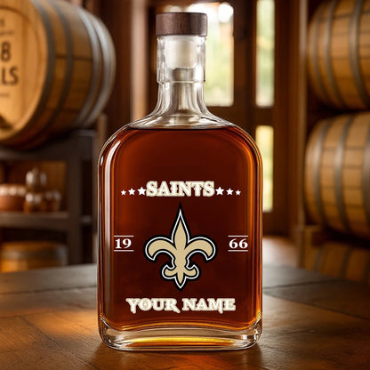 LIMITED EDITION - NEW CUSTOMIZED NFL24 NOS NEW CUSTOMIZED ORLEANS SAINTS LUXURY WHISKEY BOTTLE 450ML