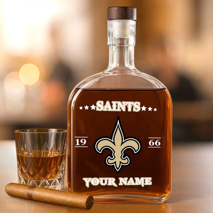 LIMITED EDITION - NEW CUSTOMIZED NFL24 NOS NEW CUSTOMIZED ORLEANS SAINTS LUXURY WHISKEY BOTTLE 450ML