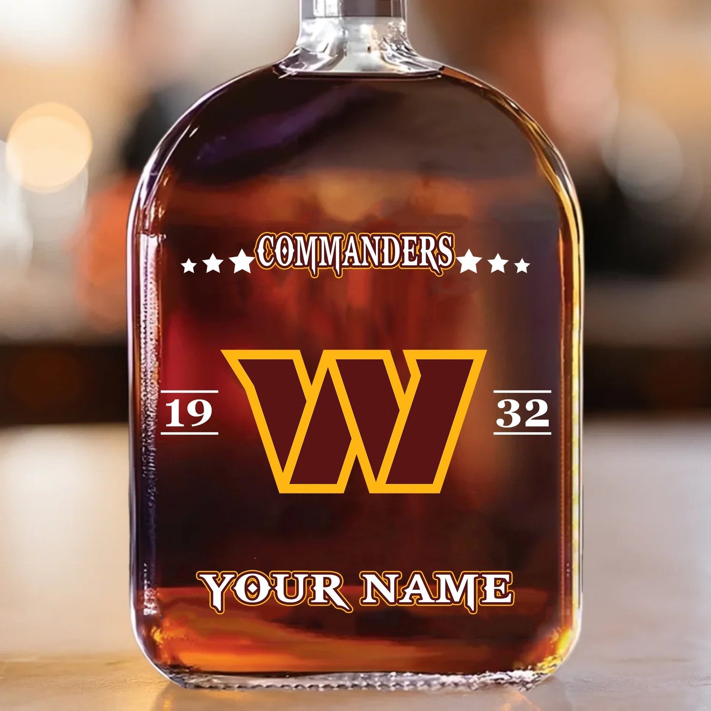 LIMITED EDITION - NEW CUSTOMIZED NFL12 WTC WASHINGTON COMMANDERS LUXURY WHISKEY BOTTLE 450ML