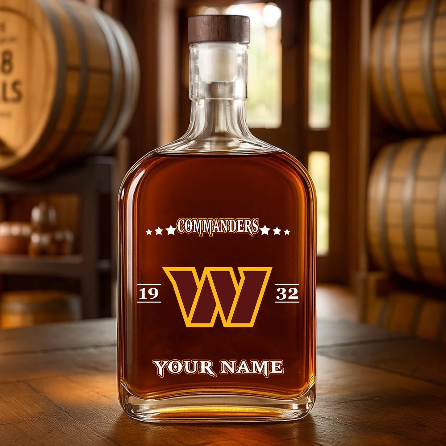 LIMITED EDITION - NEW CUSTOMIZED NFL12 WTC WASHINGTON COMMANDERS LUXURY WHISKEY BOTTLE 450ML