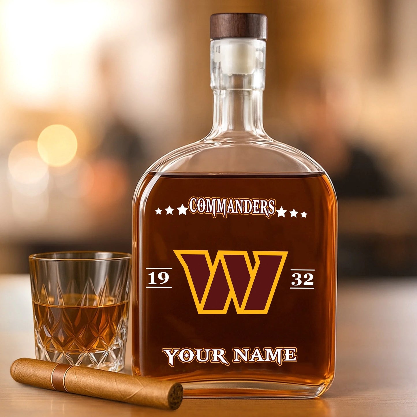 LIMITED EDITION - NEW CUSTOMIZED NFL12 WTC WASHINGTON COMMANDERS LUXURY WHISKEY BOTTLE 450ML